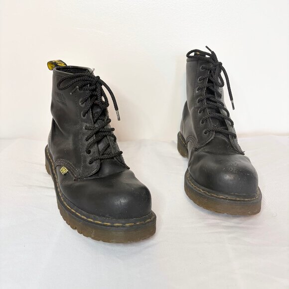 Dr. Martens Industrial Steel Toe Work Boots Black Leather Men’s US 9 UK 8 - Picture 4 of 13